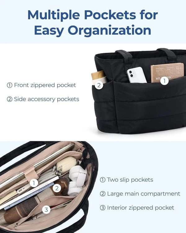 CozyTote™ Puffy Quilted Zipper Bag